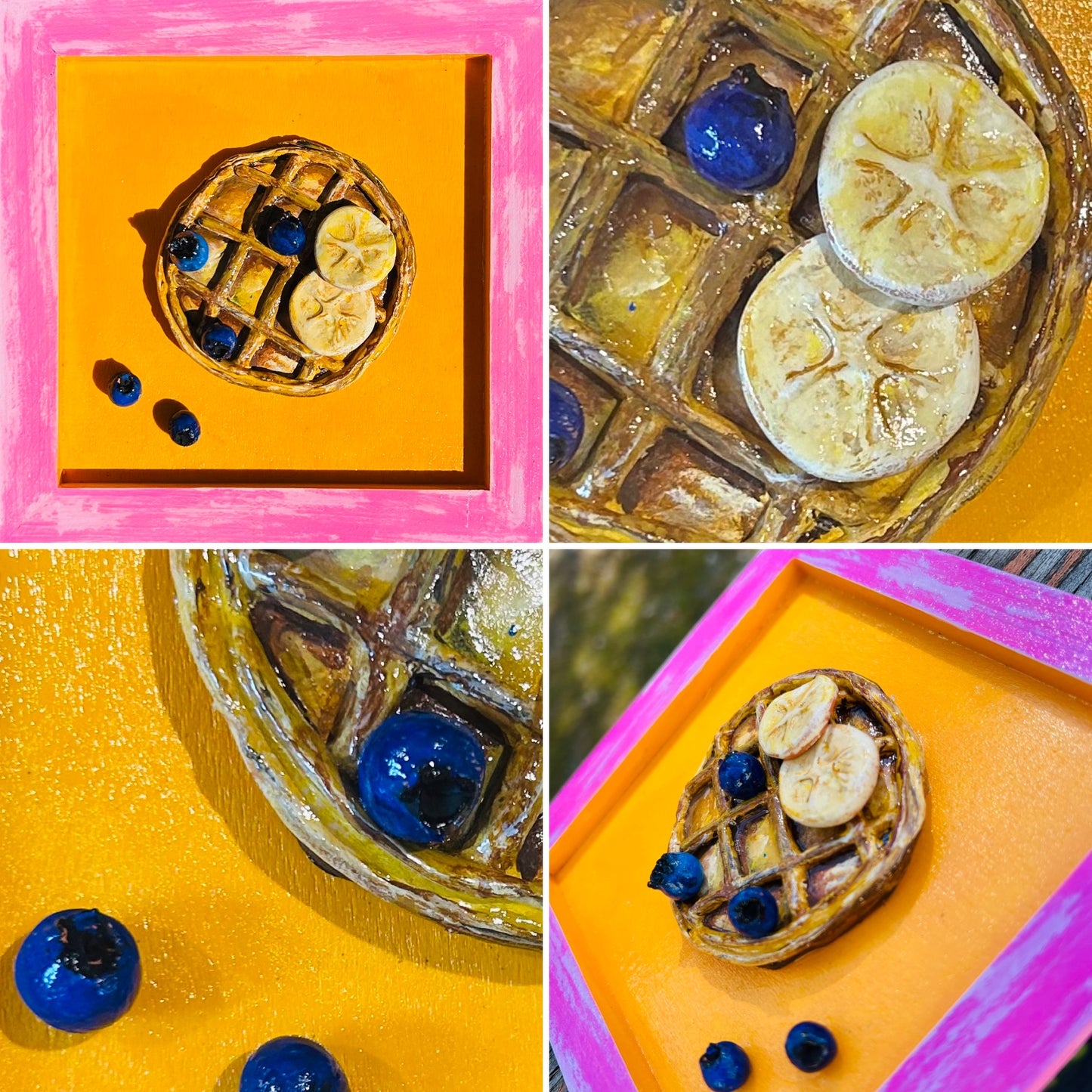 Waffle With Bananas & Blueberries