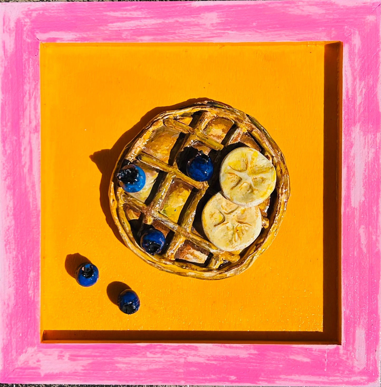 Waffle With Bananas & Blueberries